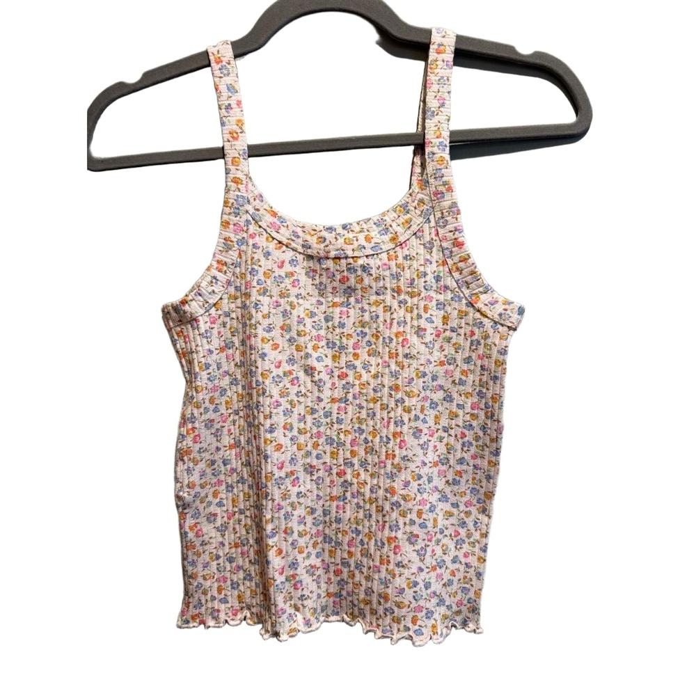 Billabong Women’s Baby Knit Tank Top Size S Floral Ribbed‎ Spaghetti Straps